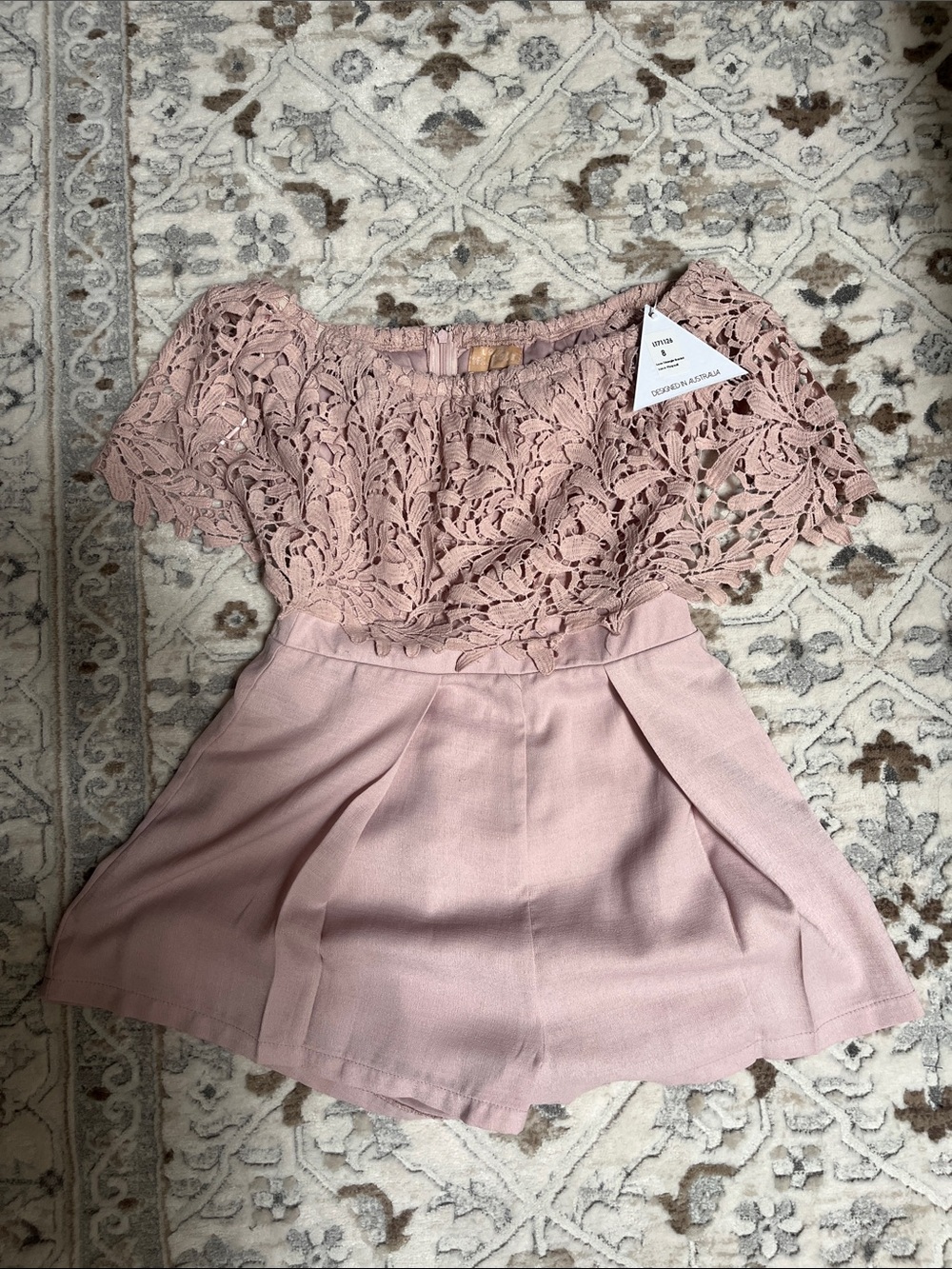 Blush Pink Lace Off-Shoulder Romper